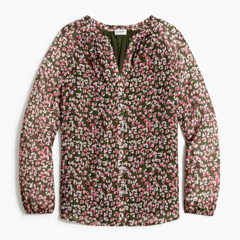 J. Crew Factory Floral Blouse - Pink and Green